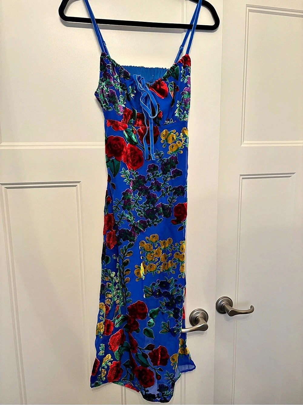 Commense Velvet Floral Appliqué Cami Dress NWT